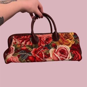 Clever Carriage Company Floral Carpet Bag Handbag Purse